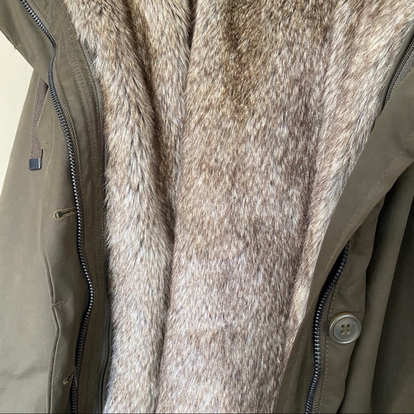 Army Green Long Fur Winter Jacket - Picture 7 of 8